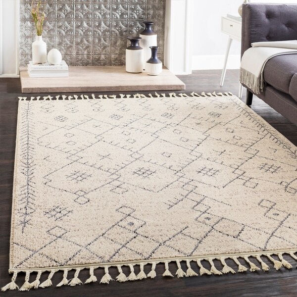 Luna Cream Bohemian Tassel Area Rug - 2'7" x 7'3" Runner