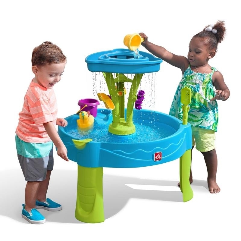 step2 rain showers splash pond water table kids playset with 13 piece accessory set