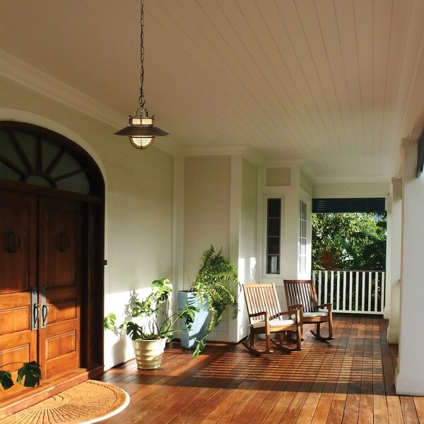 Liam 1-Light Outdoor Pendant White Frosted Glass Shade