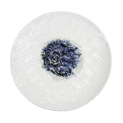 Sagebrook Home 11896 Decorative Ceramic Plate , White/Blue Ceramic, 16 x 16 x 2 Inches
