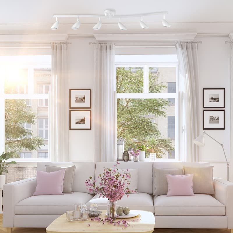Grayson 6-Light Matte White Track Lighting, Bulbs included
