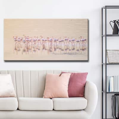 'Marching Pinks' Canvas Flamingo Wall Décor