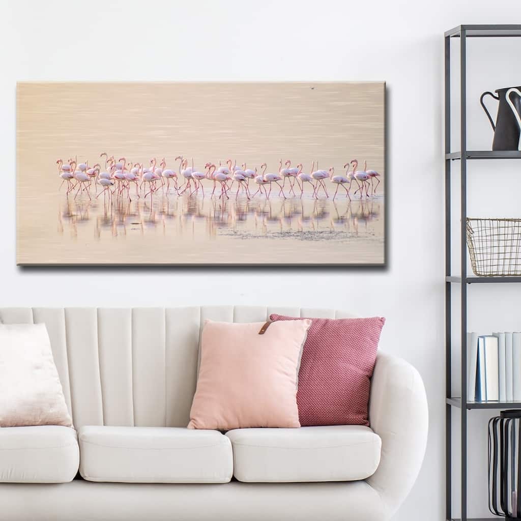 'Marching Pinks' Canvas Flamingo Wall Décor
