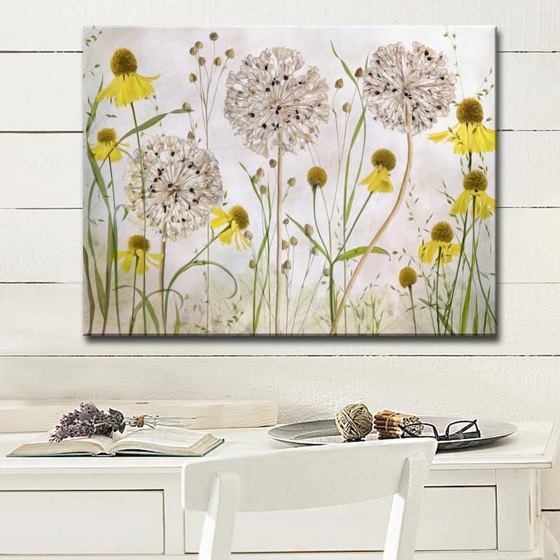 Alliums and Heleniums' Floral Wrapped Canvas Wall Art