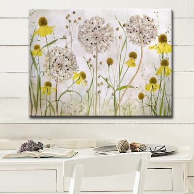 Alliums and Heleniums' Floral Wrapped Canvas Wall Art