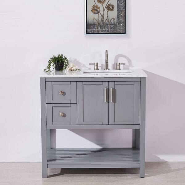 Shop Silkroad Exclusive 36 Stone Top Bathroom Single Vanity Grey