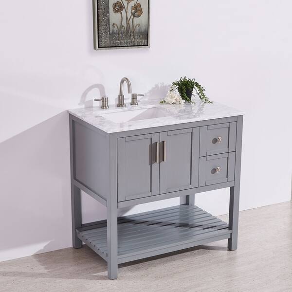 Shop Silkroad Exclusive 36 Stone Top Bathroom Single Vanity Grey