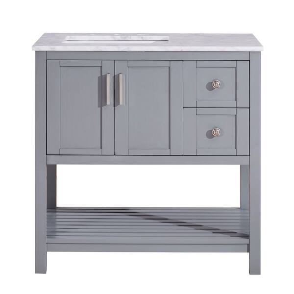 Shop Silkroad Exclusive 36 Stone Top Bathroom Single Vanity Grey