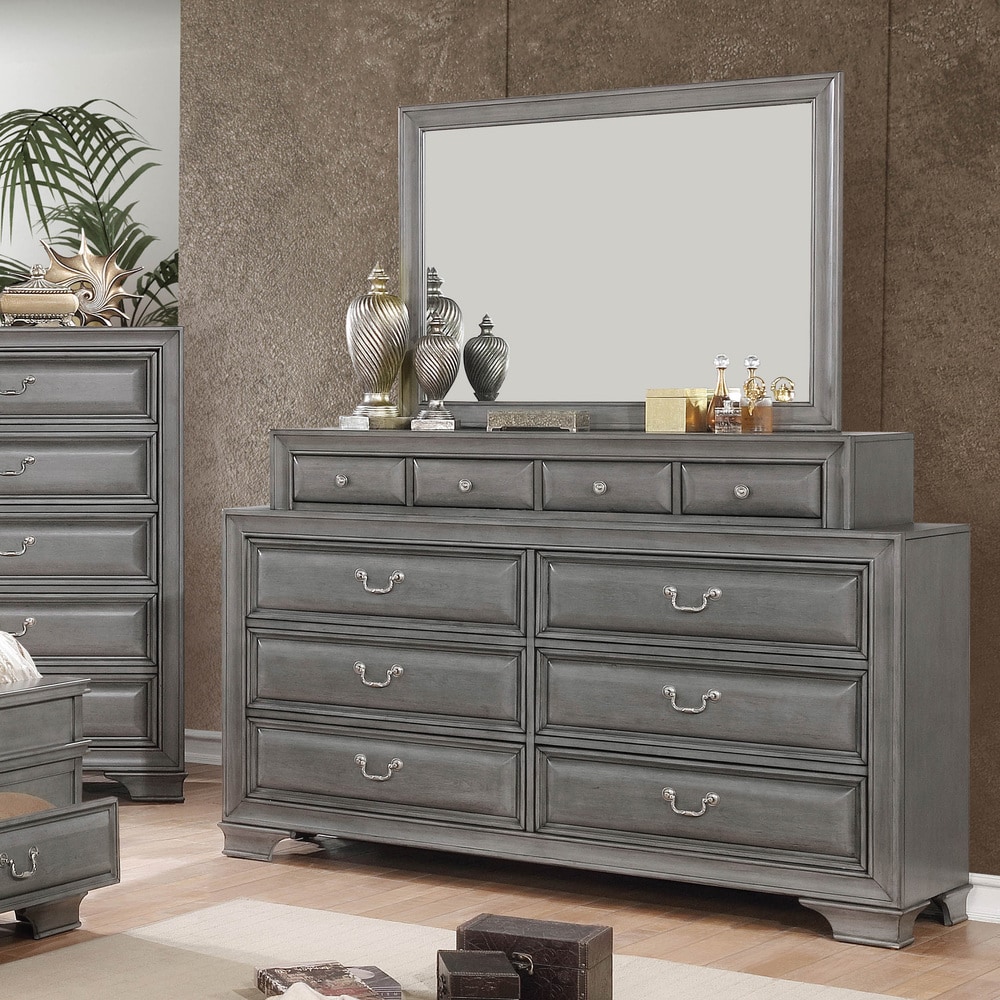 Furniture of America Oslo Traditional 2-piece 10-Drawer Dresser and Mirror Set