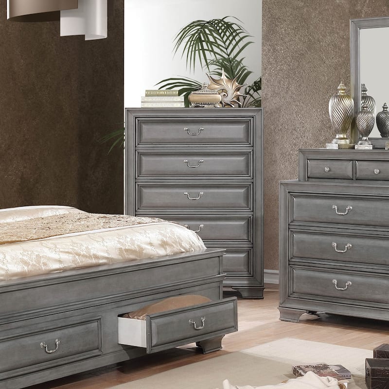 Oslo Transitional Solid Wood 5-Drawer Chest by Furniture of America