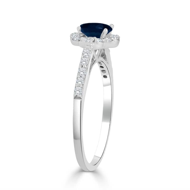 Auriya 14k Gold 1/2ct Blue Sapphire and Floral-Shaped 1/3ct TDW Halo Diamond Engagement Ring (H-I, I1-I2)