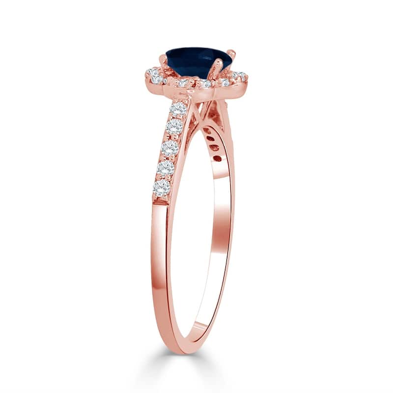 Auriya 14k Gold 1/2ct Blue Sapphire and Floral-Shaped 1/3ct TDW Halo Diamond Engagement Ring (H-I, I1-I2)