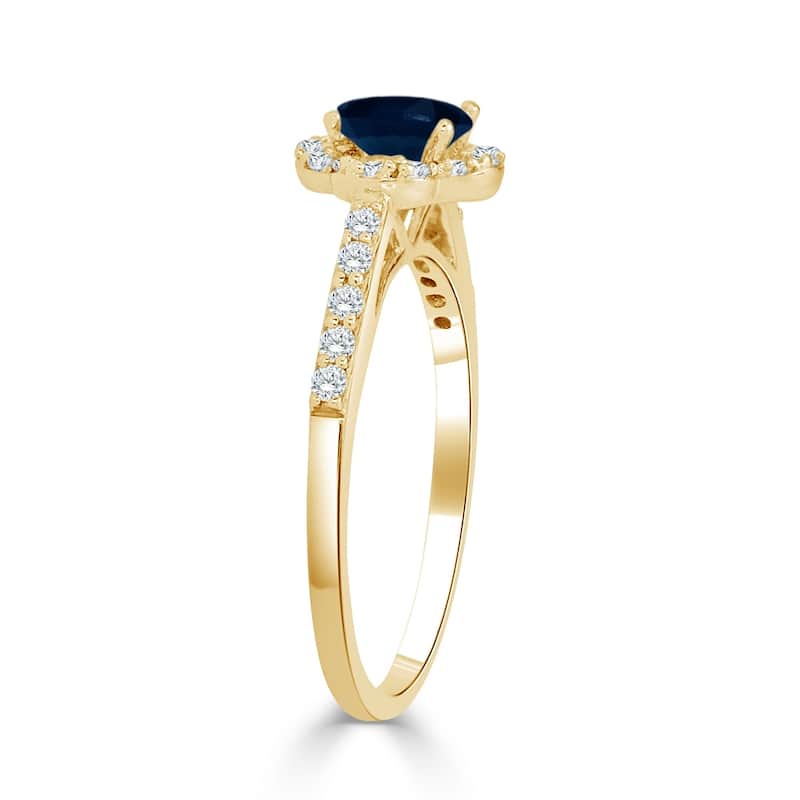 Auriya 14k Gold 1/2ct Blue Sapphire and Floral-Shaped 1/3ct TDW Halo Diamond Engagement Ring (H-I, I1-I2)