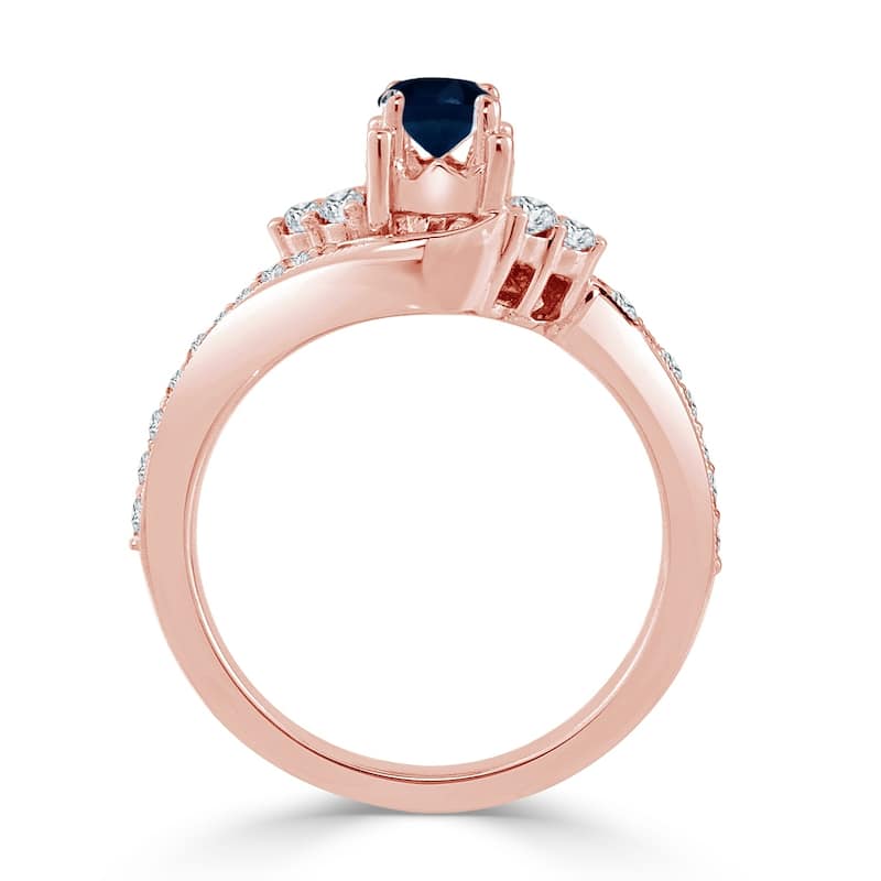 Auriya 14k Gold Curved 5/8ct TDW Sapphire and 1/4ct TDW Diamond Engagement Ring