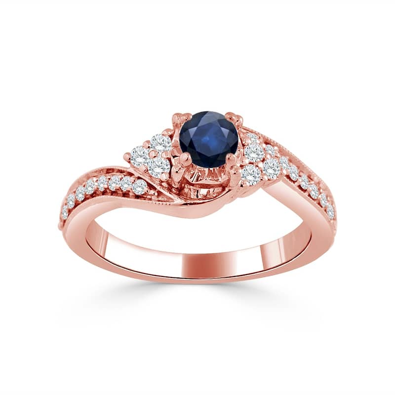 Auriya 14k Gold Curved 5/8ct TDW Sapphire and 1/4ct TDW Diamond Engagement Ring