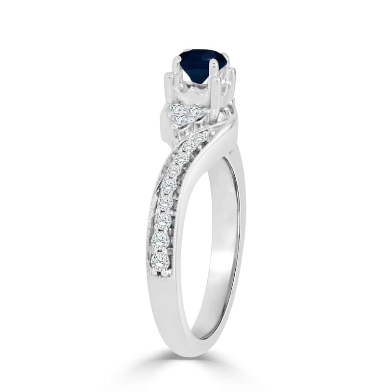Auriya 14k Gold Curved 5/8ct TDW Sapphire and 1/4ct TDW Diamond Engagement Ring