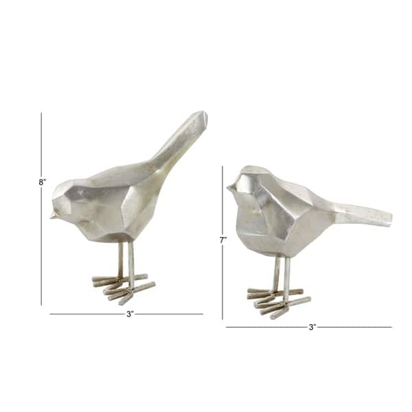 Shop Modern Metallic Silver Bird Figurine Decor Set Of 2 3 X 7 3 X 8 Overstock 21285040