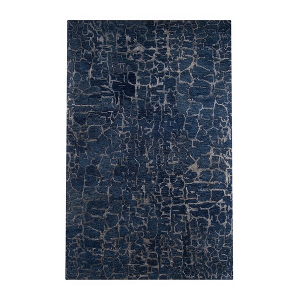 Silver Orchid Michel Hand-tufted Blue Wool Area Rug - 8' x 11'
