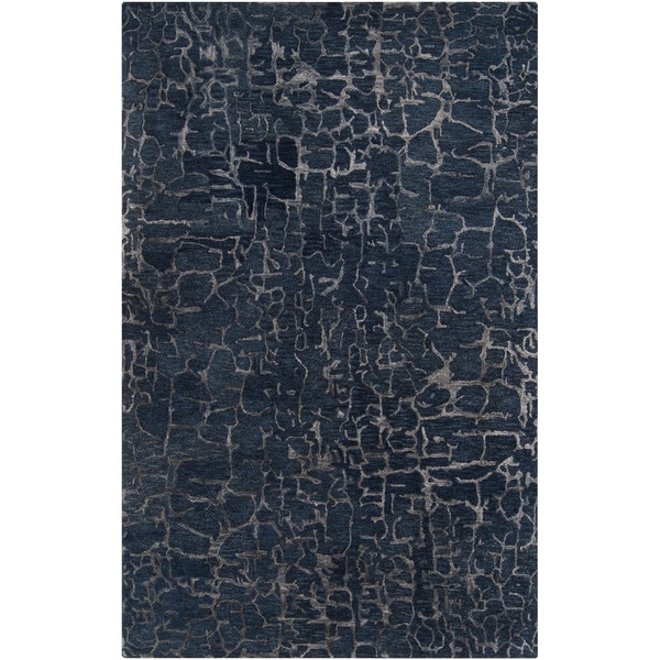 Silver Orchid Michel Hand-tufted Contemporary Blue Papillion New Zealand Wool Abstract Area Rug (5' x 8')