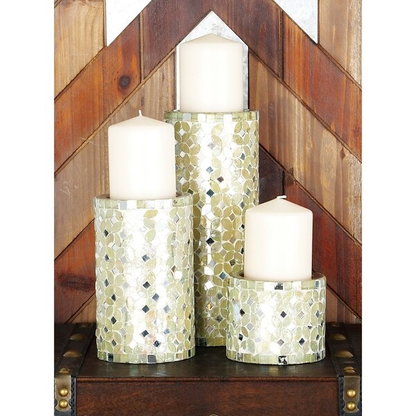 Silver Orchid Olivia Metal Mosaic Candle Holders (Set of 2)