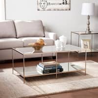 Silver Orchid Olivia Goldtone Glass Top Coffee Table