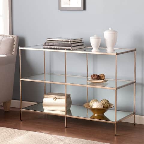 SEI Furniture Grant Mid-Century Modern Gold Metal Console Table