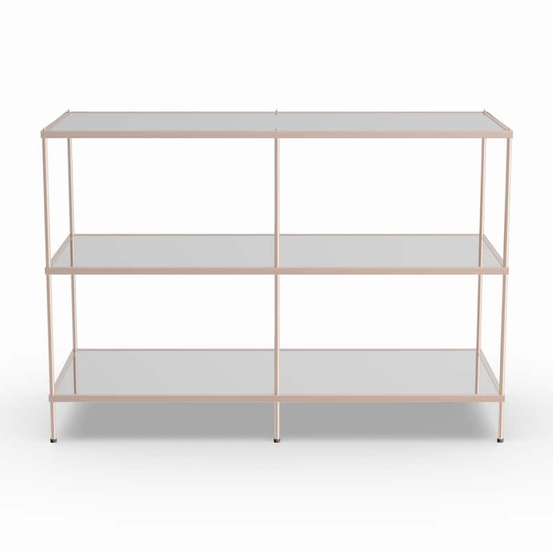 SEI Furniture Grant Modern Metal Console Table with Glass Top and Shelves