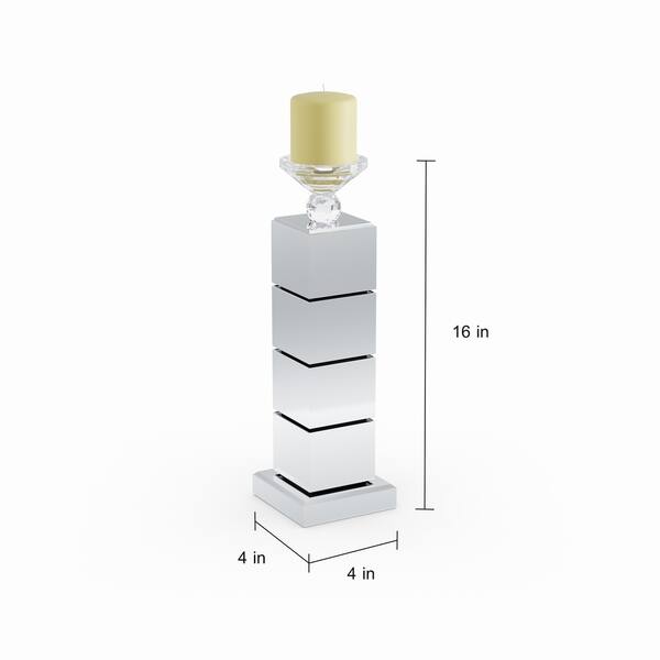 Silver Orchid Olivia Stacked Mirrored Cube Candleholder (4"w x 16"h