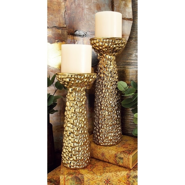 Silver Orchid Grant Gold Candle Holder (Set of 3)