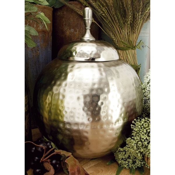 Silver Orchid Olivia Dimpled Silver Matte-finish Iron Round Urn