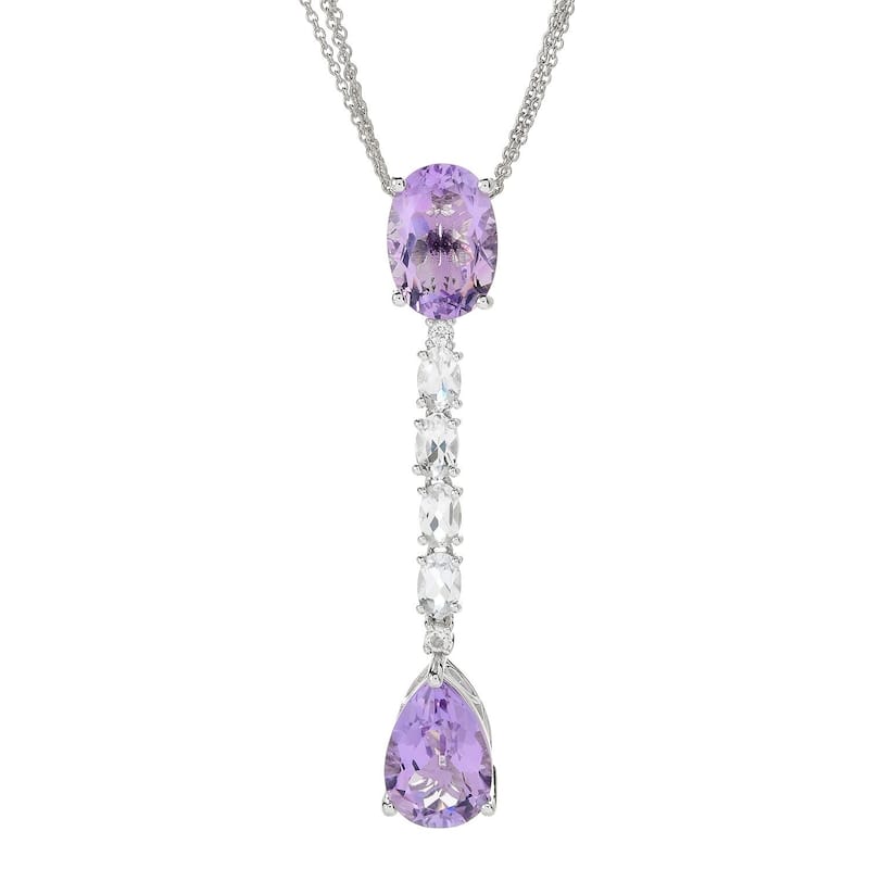 SS Pink Amethyst Gemstone Drop Pendant