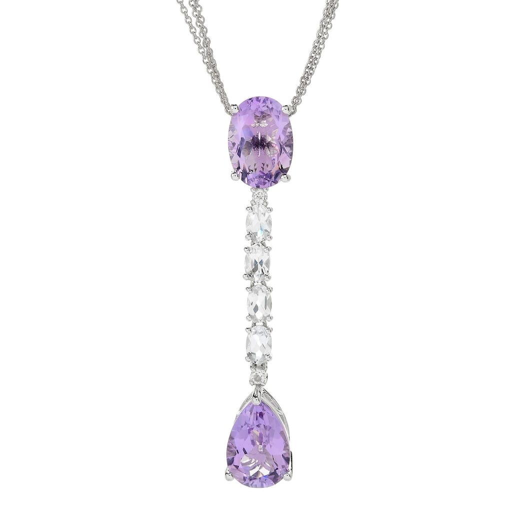 SS Pink Amethyst Gemstone Drop Pendant