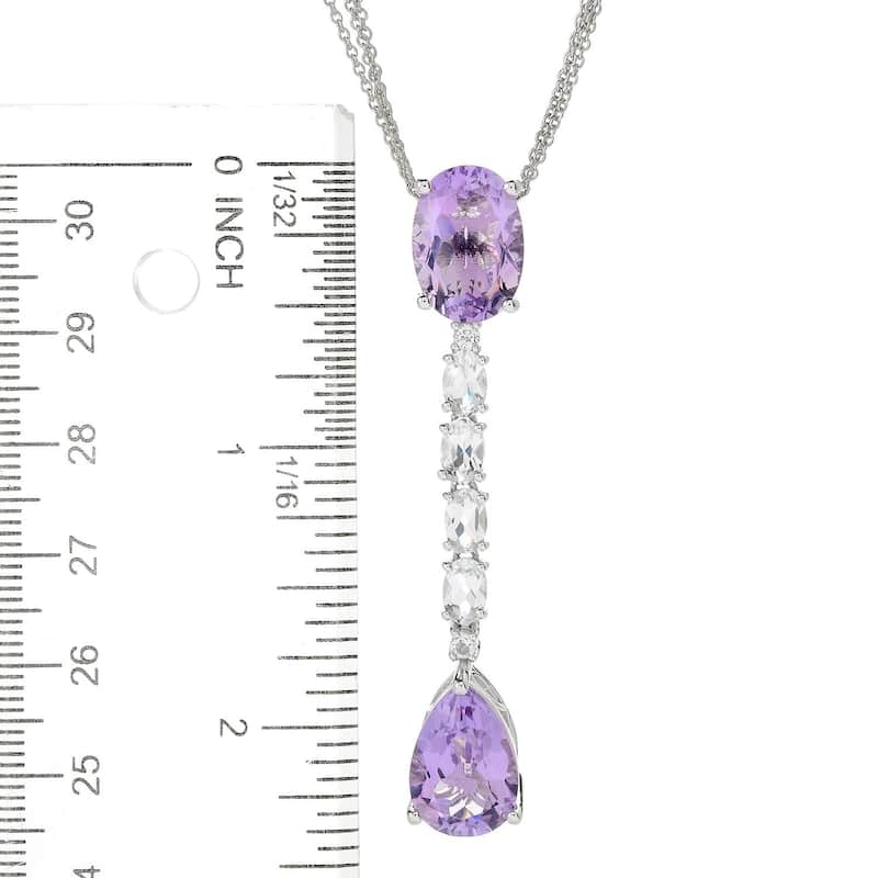 SS Pink Amethyst Gemstone Drop Pendant