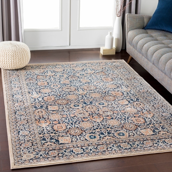 Black & Navy Elegant Traditional Area Rug (9' x 13') - 9' x 13'
