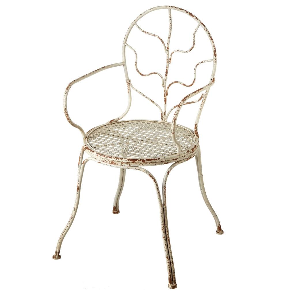 Distressed Ivory Arm Chair