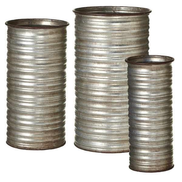 Horizontal Ribbed Tall Planter set/3.