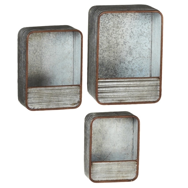 Galvanized Rectangle Wall Planter set/3.