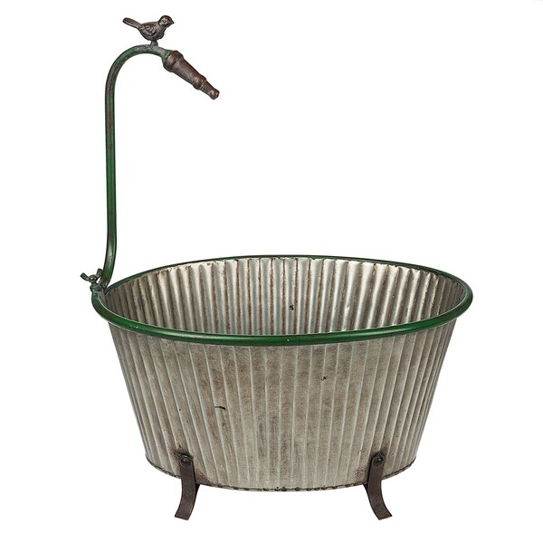 Large Garden Hose Planter with Bird.