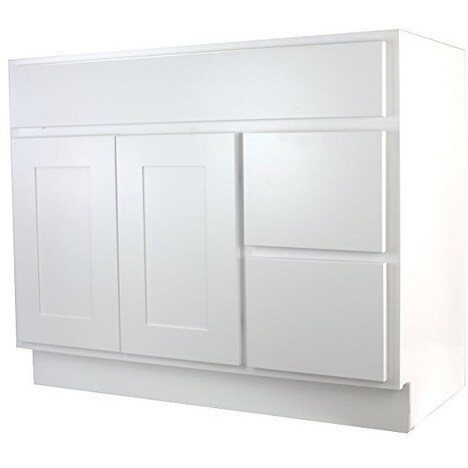 Cabinet Mania White Shaker Kitchen Bathroom Vanity Sink Base Cabinet Mania White Shaker Kitchen Bathroom Vanity Sink Base W 2 Drawers Right 42 X 21 D 34 5 H Free Shipping Today