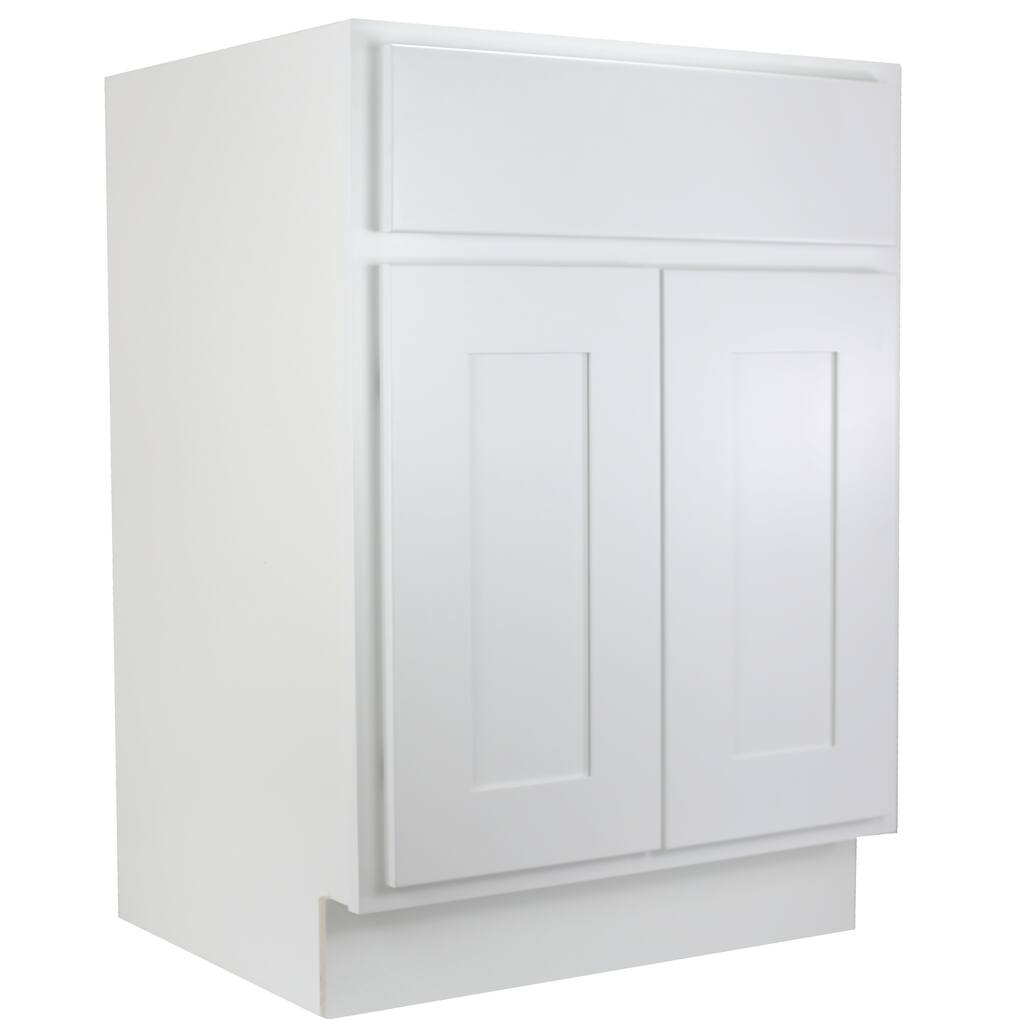 Cabinet Mania White Shaker Kitchen Cabinet Bathroom Vanity Sink Base Cabinet 24" W x 21" D x 34.5" H