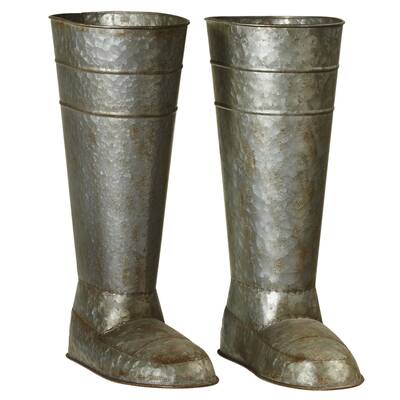 Galvanized Boot Planter set/2.