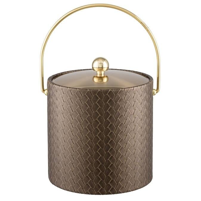 San Remo Antique Gold 3 Qt Ice Bucket W/ Bale Handle & Metal Cover