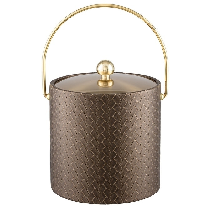 San Remo Antique Gold 3 Qt Ice Bucket W/ Bale Handle & Metal Cover