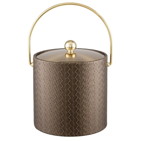 San Remo Antique Gold 3 Qt Ice Bucket W/ Bale Handle & Metal Cover