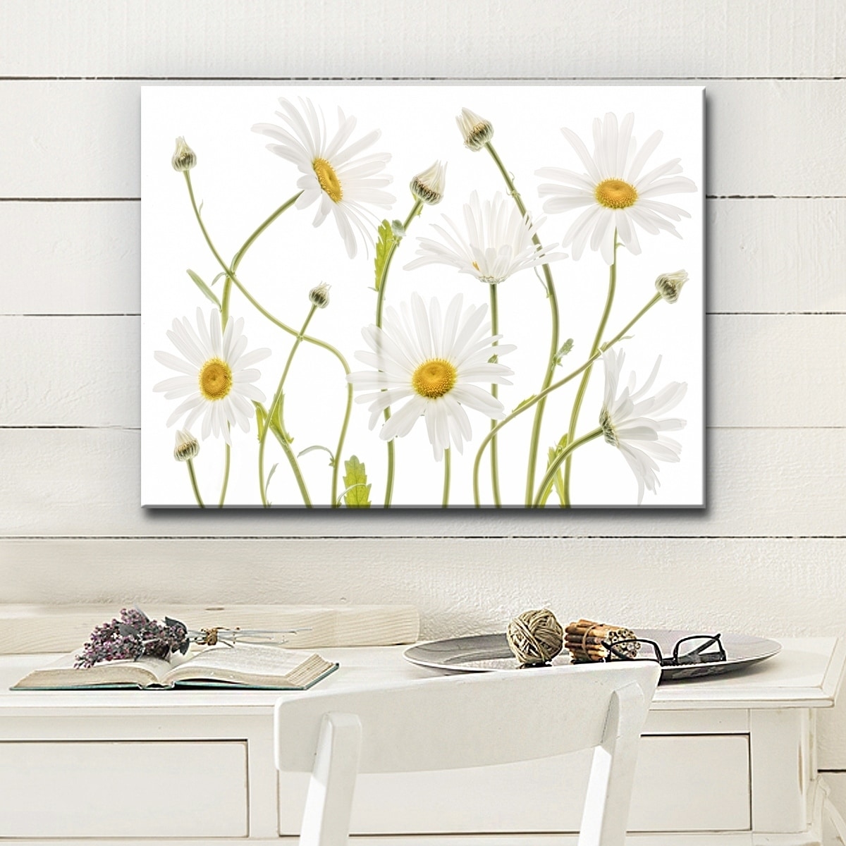 Shop Ox Eye Daisies Floral Wrapped Canvas Wall Art Overstock 21294532