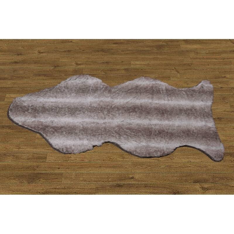 Serenta FauxFur Rug Sheepskin Shape Pelt Rug with Slip Stopping Pad - 30" x 47" - taupe wolf