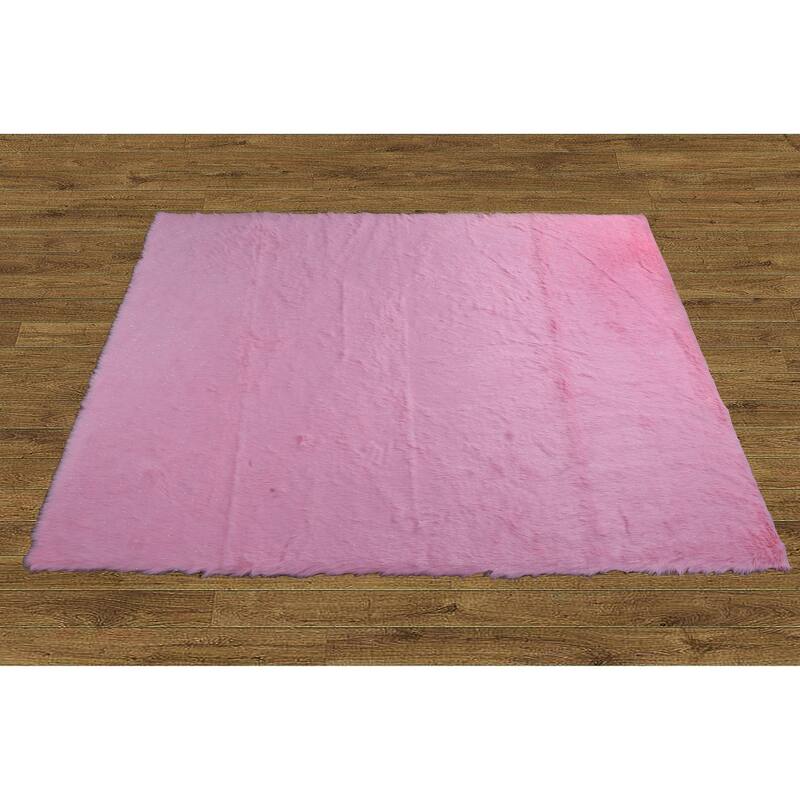 Serenta FauxFur Rug with Slip Stopping Pad 5' x 7' - 5' x 7' - Pink Glitter