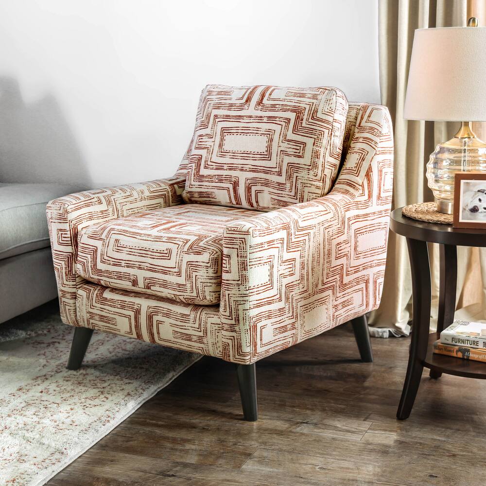 Furniture of America Leto Modern Ivory Fabric Geometric Accent Chair