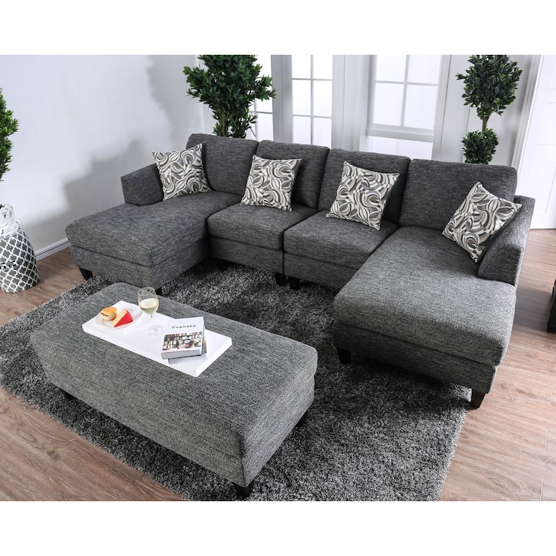 Lauf Modern Grey Fabric 4-piece Modular Sectional by Furniture of America