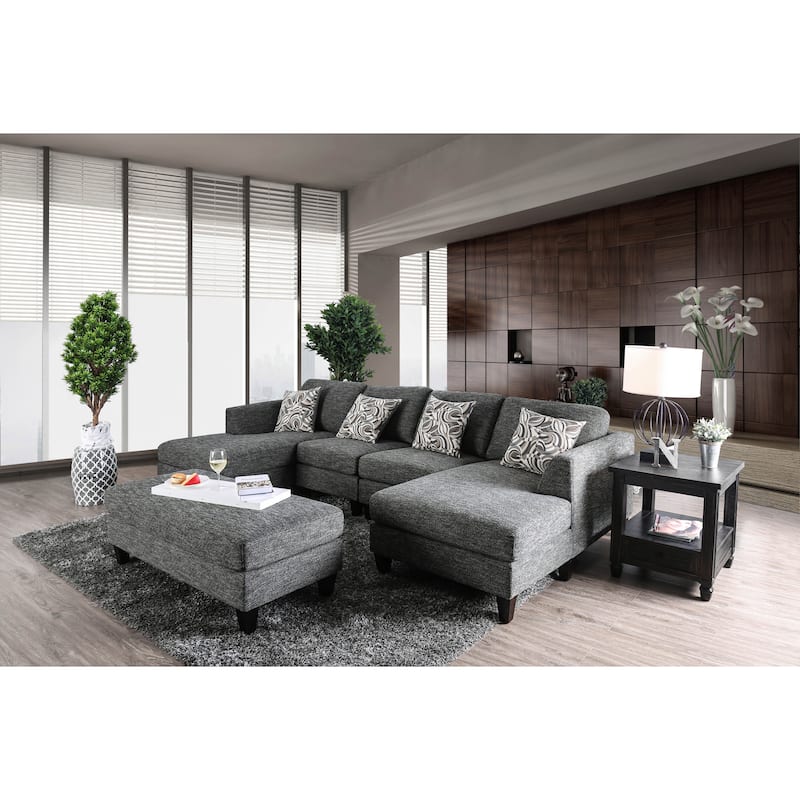 Lauf Modern Grey Fabric 4-piece Modular Sectional by Furniture of America